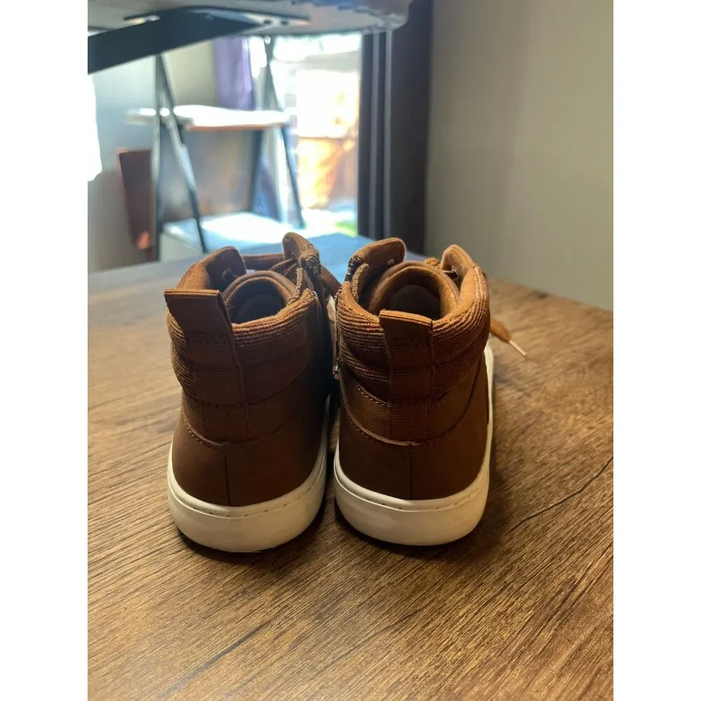 Cat & Jack Brown High Top Sneakers Youth Size 3 Side Zip